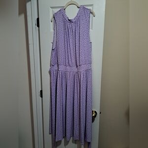Purple Polka Dot Sleeveless Dress